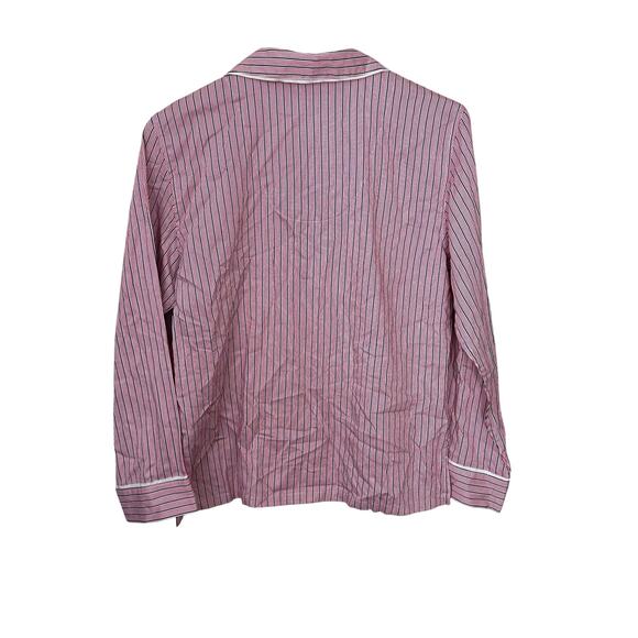Ralph Lauren Shirt Womens Medium Pink Blue Striped Luxury Logo Pajama Top New - Picture 3 of 10